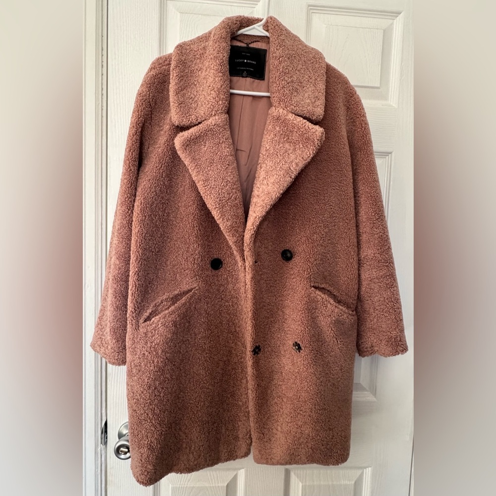 Lucky Brand teddy coat, dusty rose.